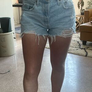 Light Blue Distressed Denim Levi’s Shorts